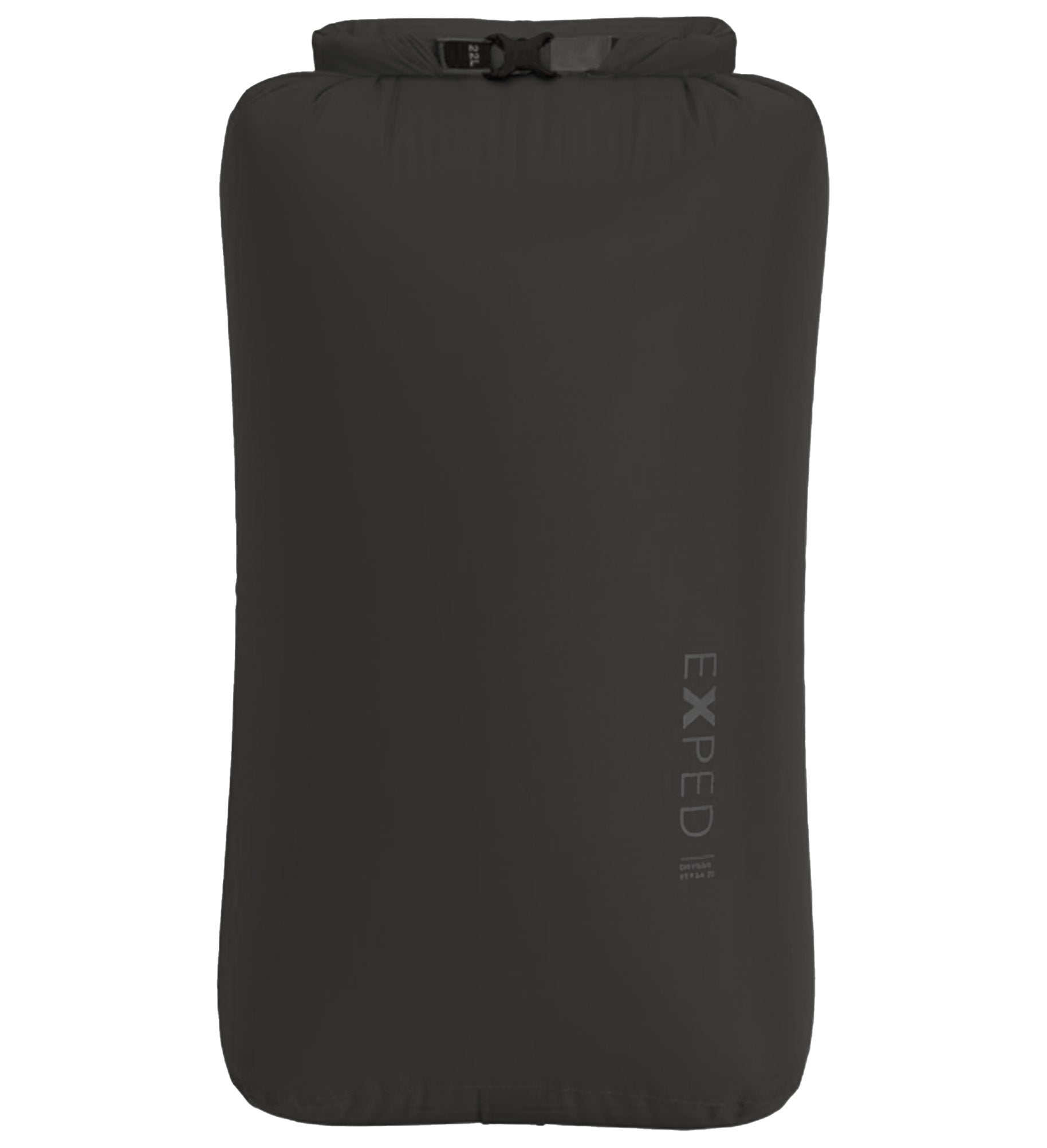 Black dry bag with Exped logo on a white background