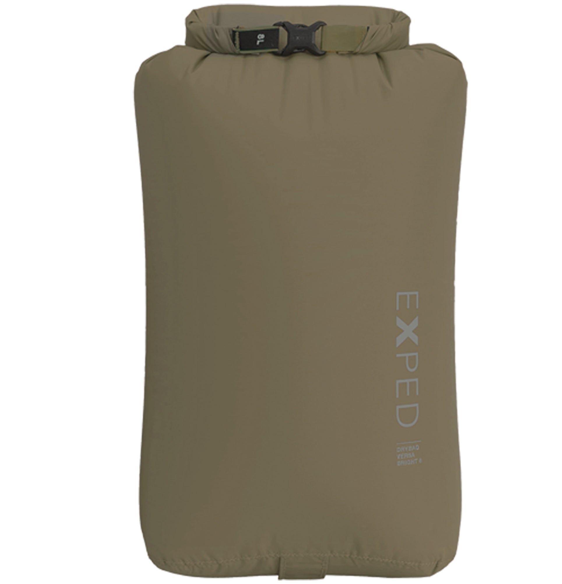 Olive green dry bag with Exped logo on a white background