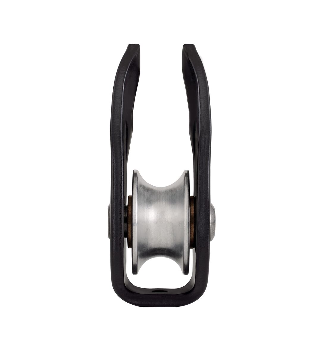 Black pulley system on a white background