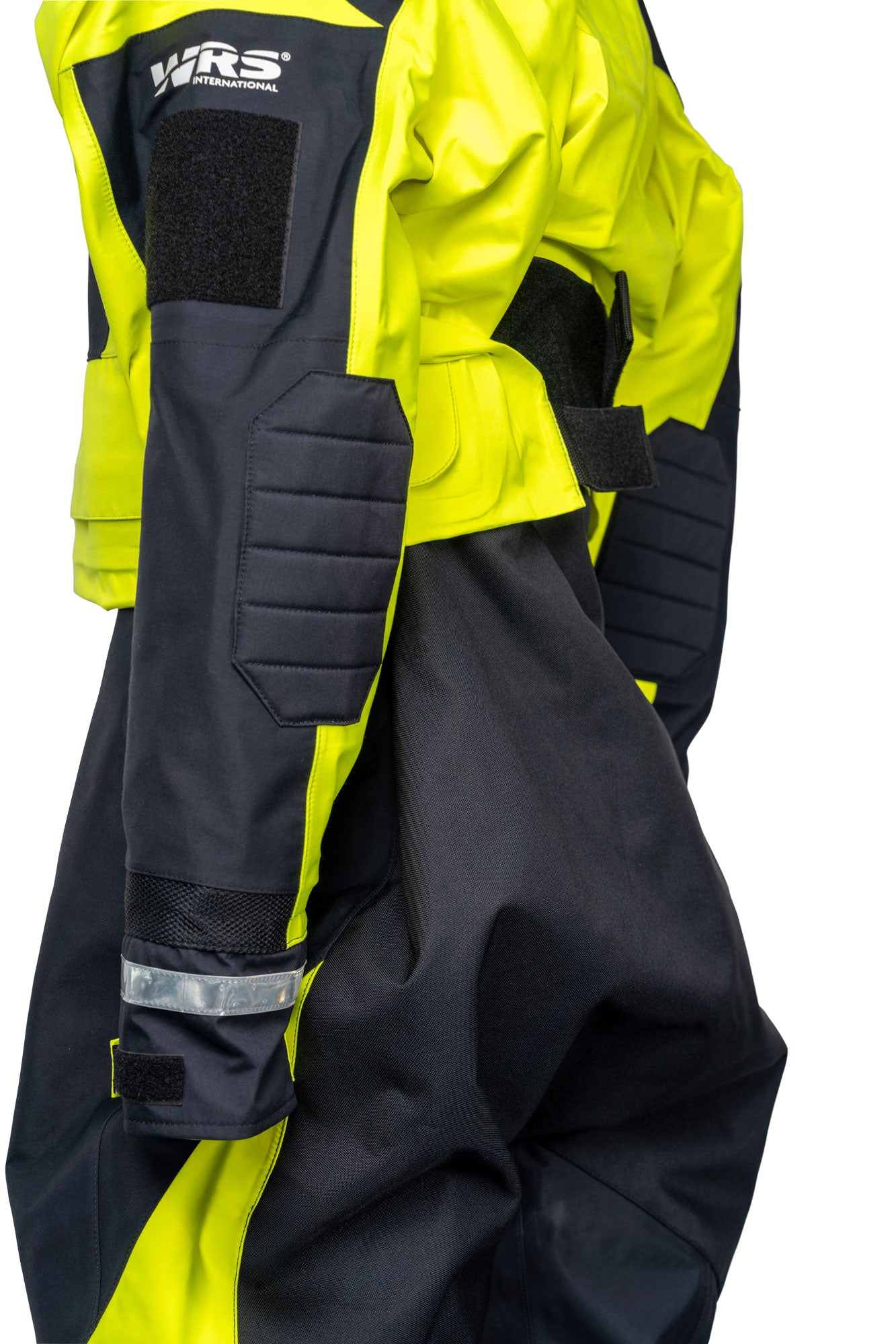 High-visibility jacket with reflective elements on a white background