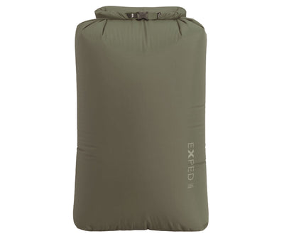 Green dry bag with Exped logo on a white background