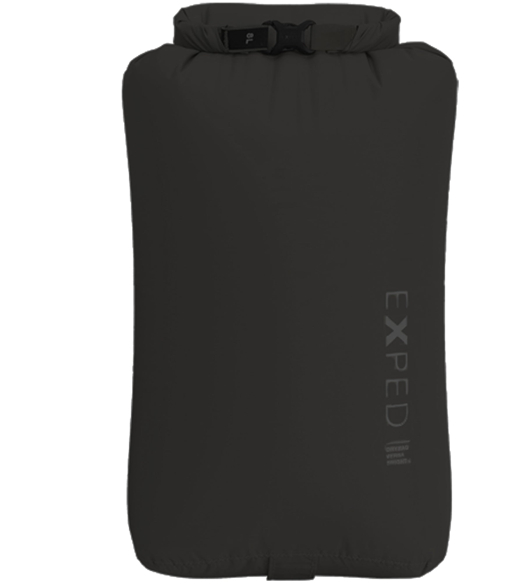 Black dry bag with Exped logo on a white background