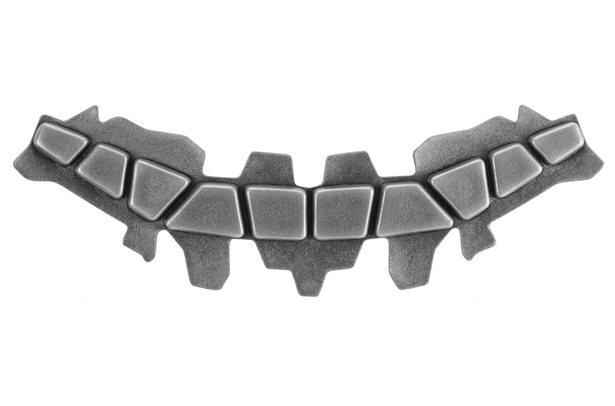 Metallic grill-like object on a white background