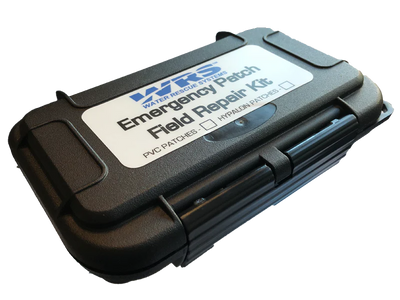 Black emergency field repair kit with WRS branding on a white background