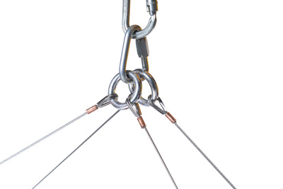 Metallic sling with multiple loops on a white background