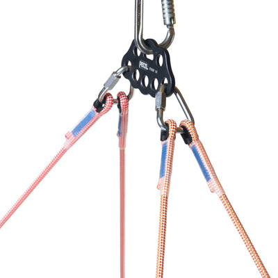 Climbing harness with ropes on a white background