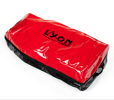 Red bag with 'LYON' branding on a white background