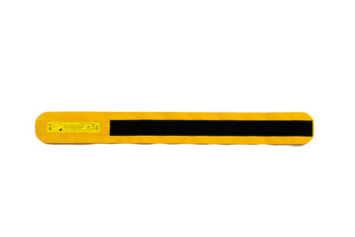 Yellow and black rectangular object on a white background