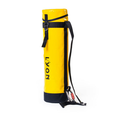 Yellow air pump with black accents on a white background