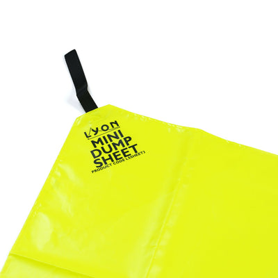 Yellow mini dump sheet with 'Lyon' branding on a white background