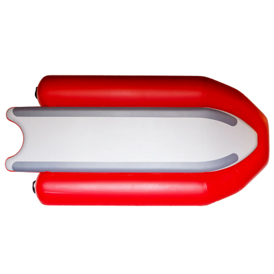 Red and white inflatable pool float on a white background