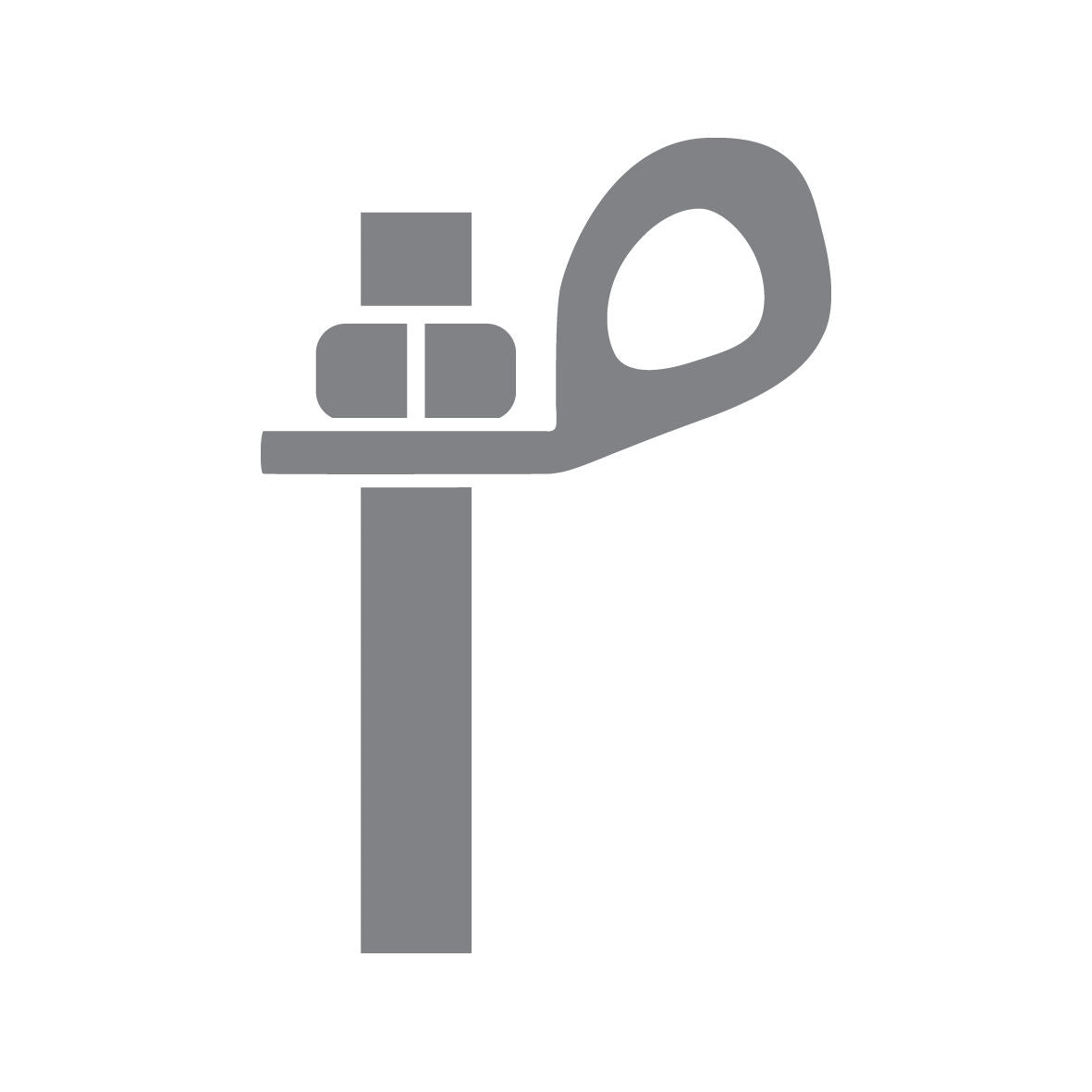 Gray icon of a key with a lock on a white background