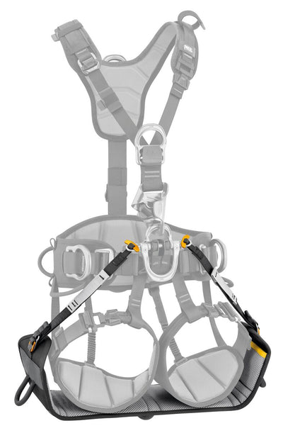 Gray safety harness on a white background