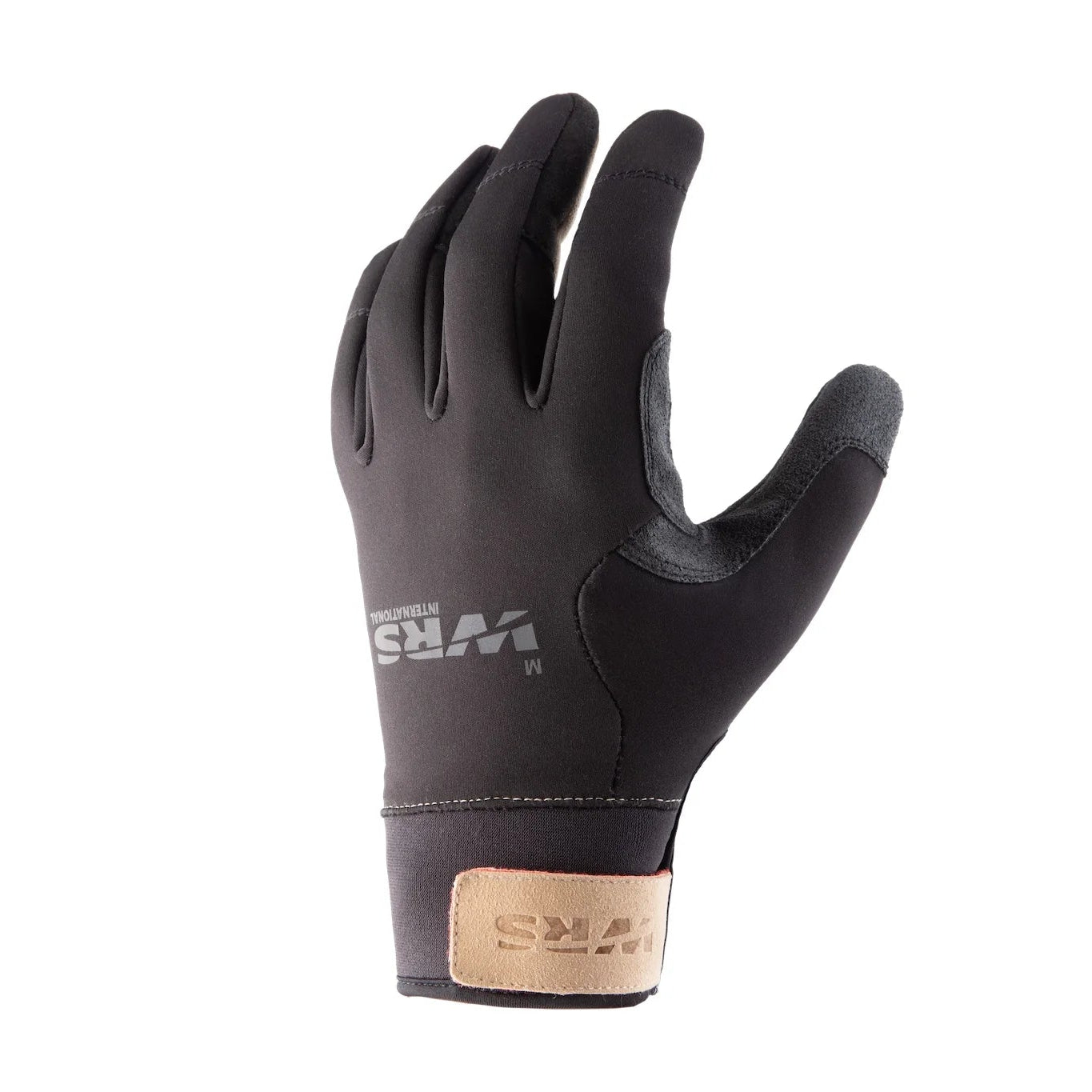 Black glove with brand logo on a white background