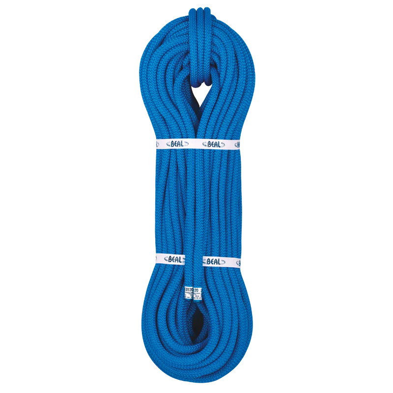 Blue rope with visible brand label on a white background