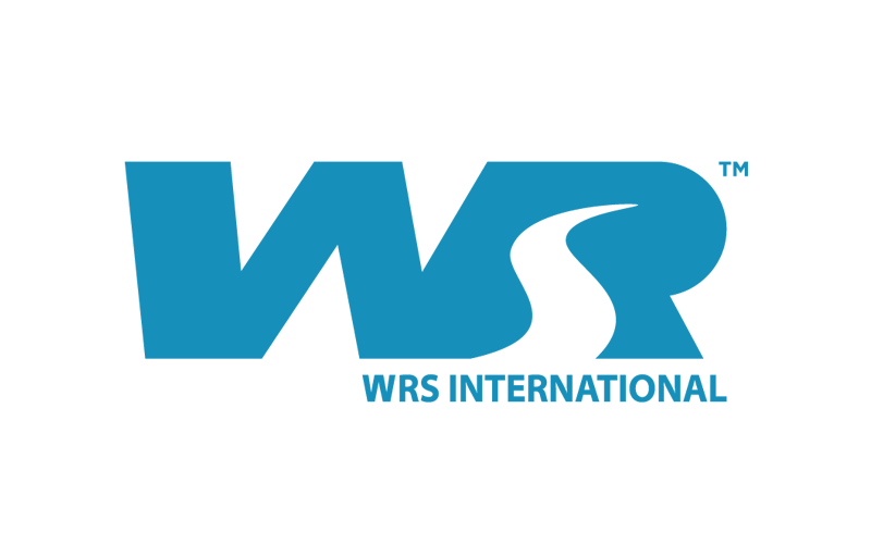 WRS International logo in blue on a white background