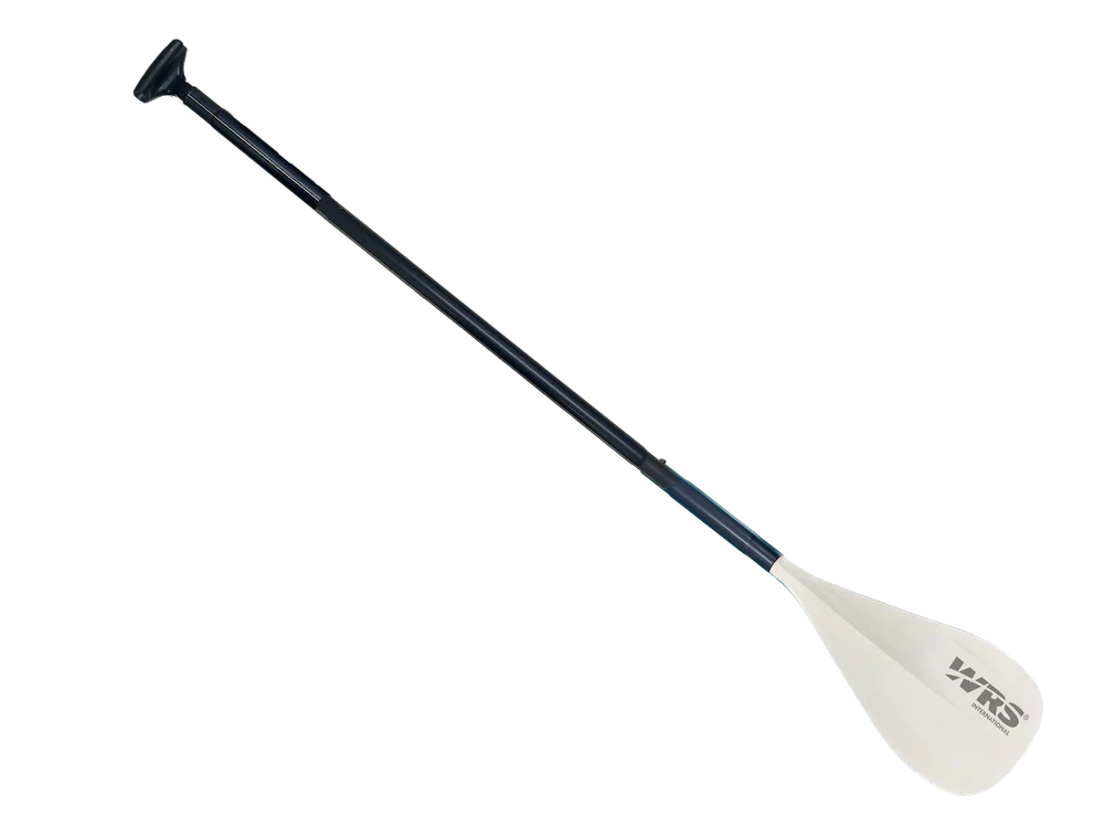 Paddle with black shaft and white blade on a white background